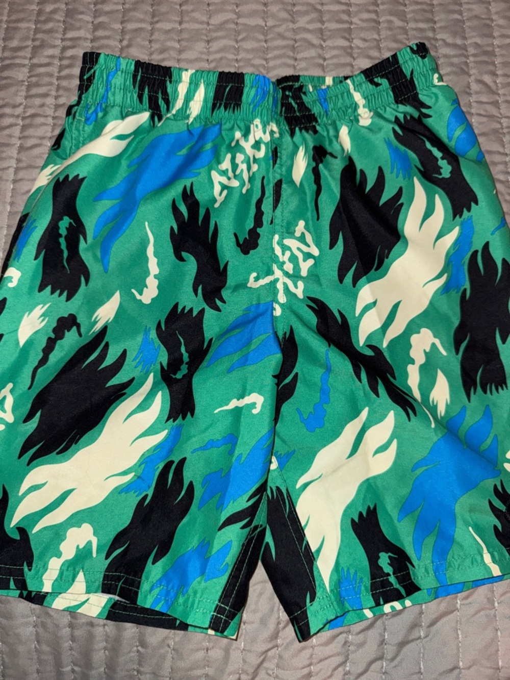 Nike Boy’s Green Abstract Print Athletic Swim Shorts